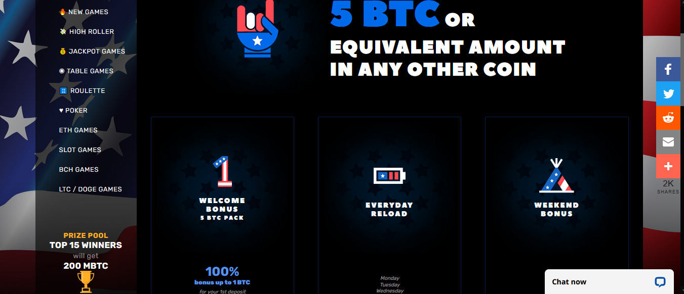 5 Bitcoin Bitcoincasino.us Welcome Bonus