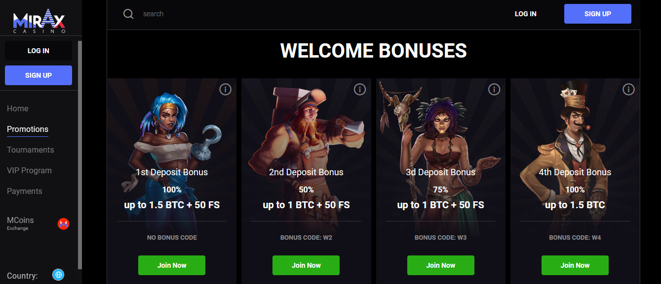 Claim A Mirax Casino Welcome Bonus