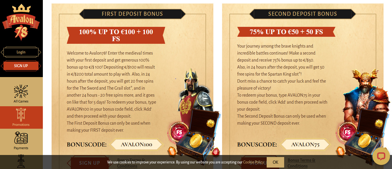 Claim The Avalon78 Casino Welcome Bonus