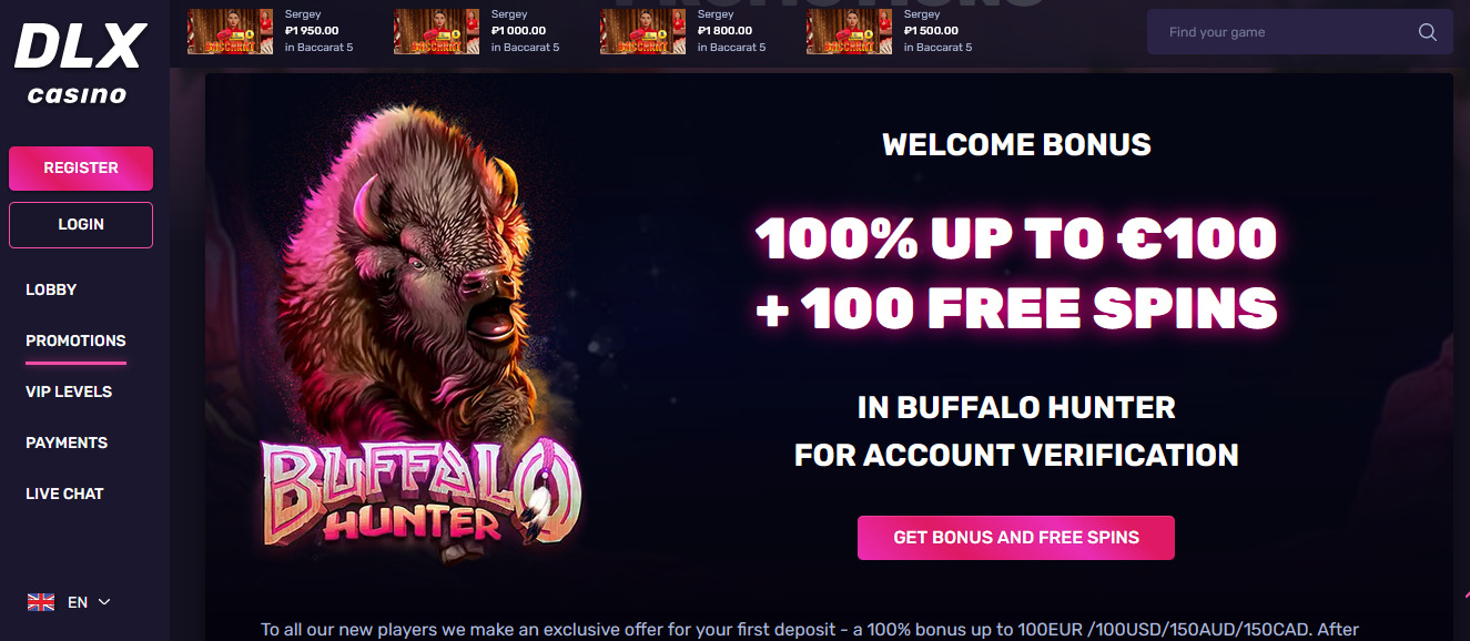 DLX Casino Welcome Bonus