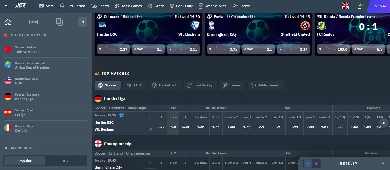 Jet Casino Sports Betting