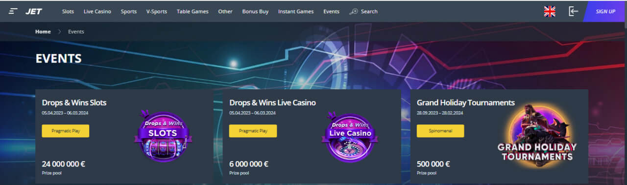Jet Casino events