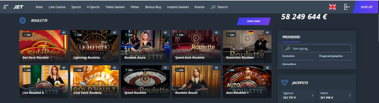 Jet Casino live