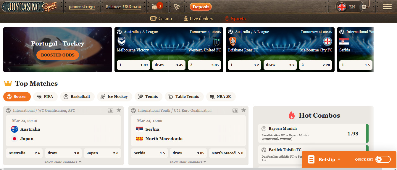 Joy Casino Sports Betting