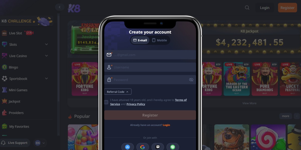 K8 Casino Registration Guide, fruitycasinos.com