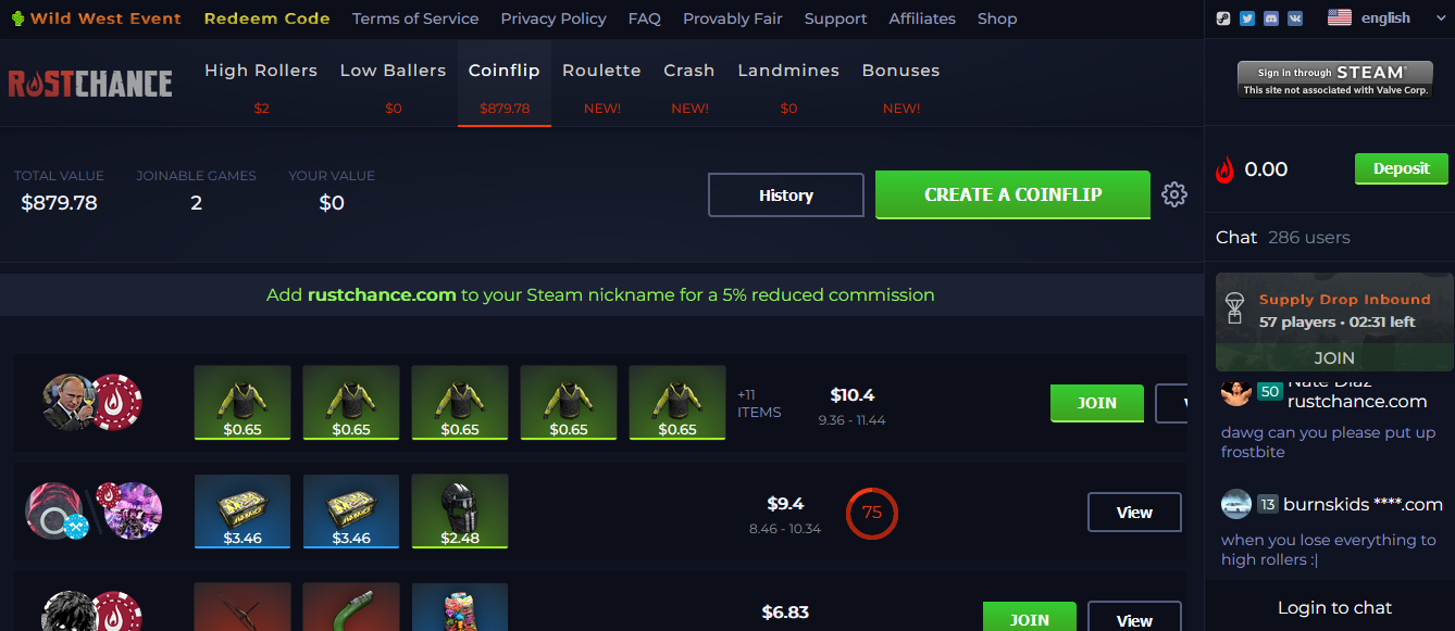 Play CoinFlip At RustChance