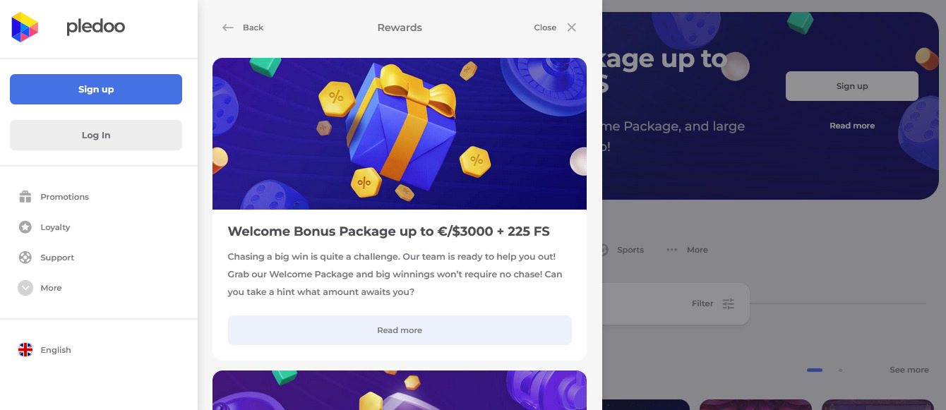 Pledoo Casino Welcome Bonus