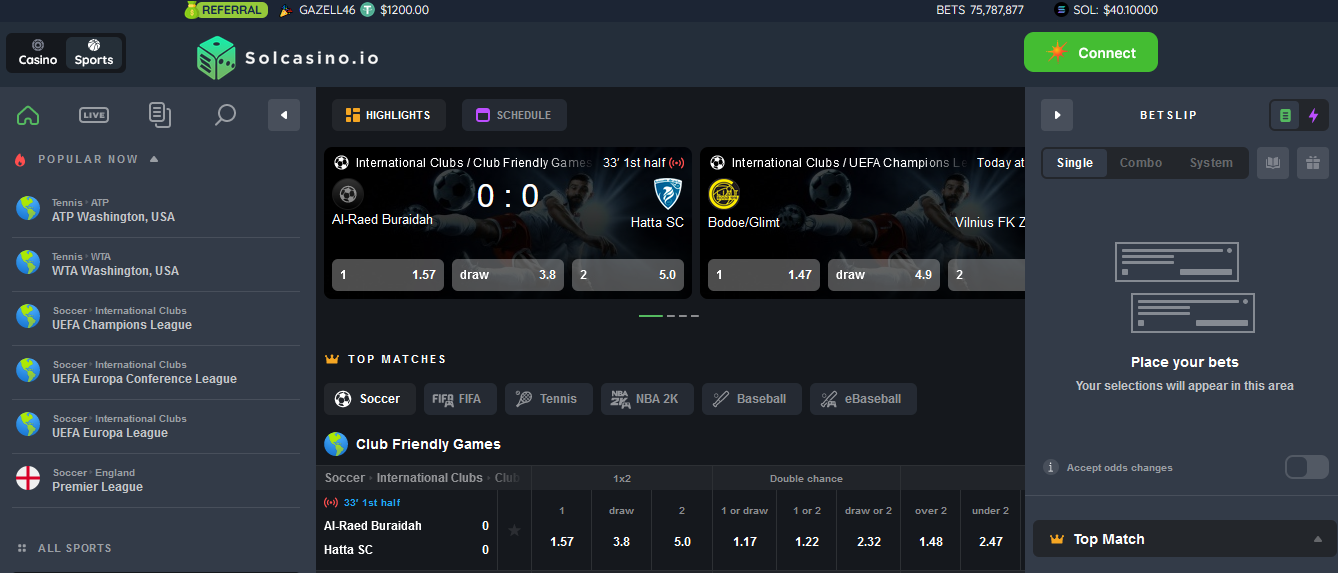 Solcasino.io Sports Betting