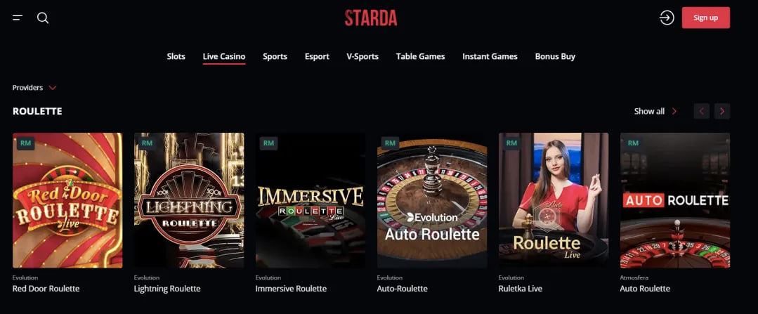 Starda Casino live