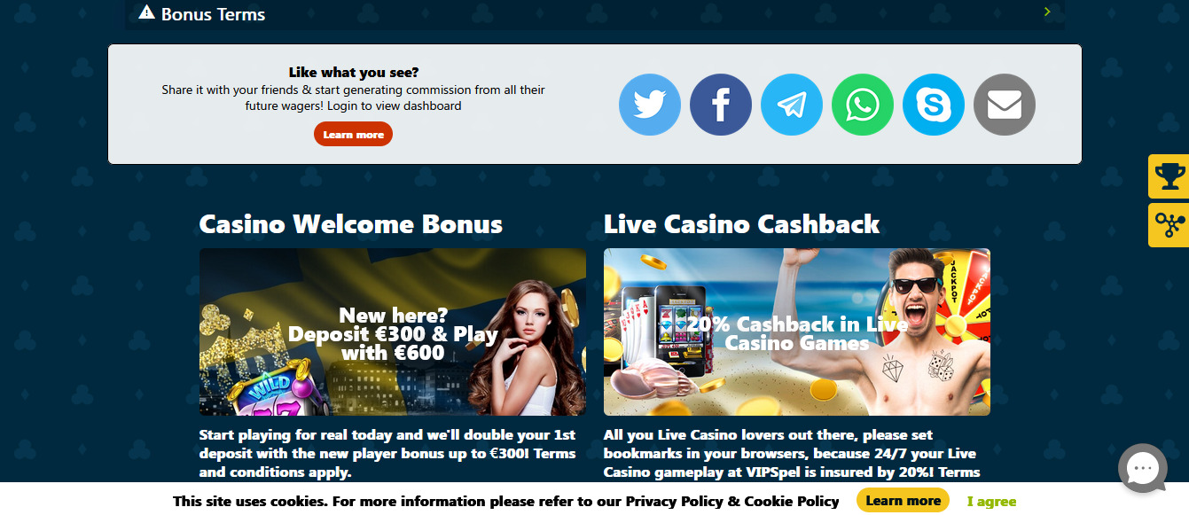 VIPSpel Casino Welcome Bonus