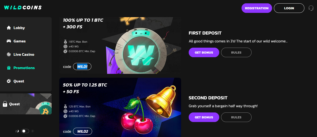 WildCoins Welcome Bonus