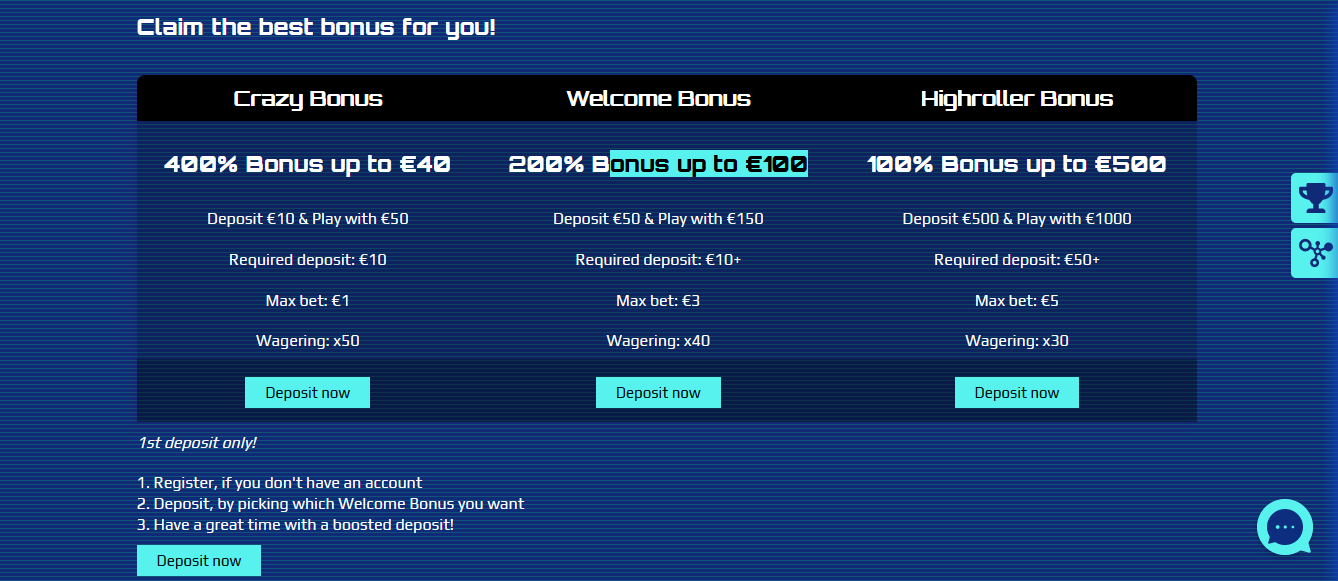 WinZinator Casino Welcome Bonus