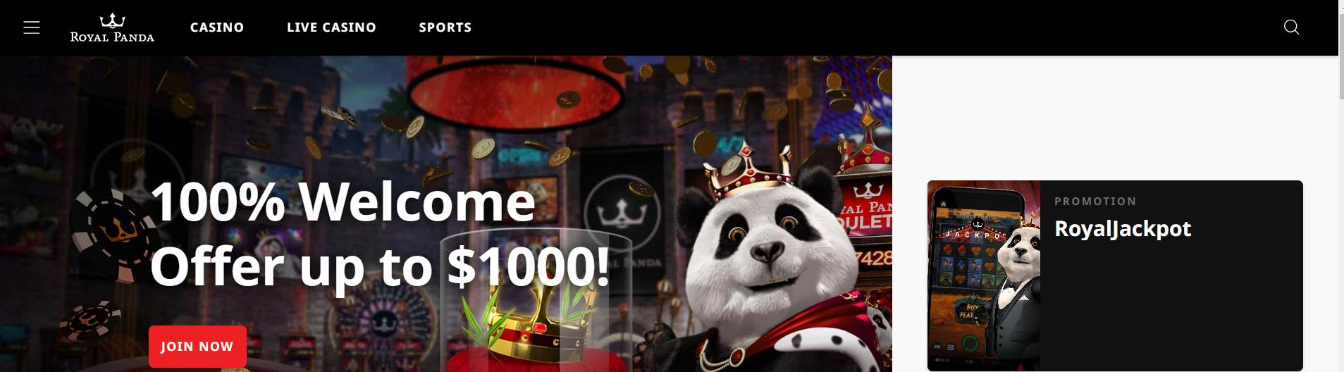 Royal Panda Casino Welcome Bonus