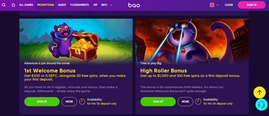Bao Casino Welcome Bonus