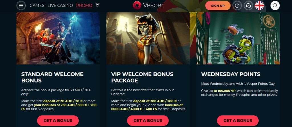 Vesper Casino Welcome Bonus