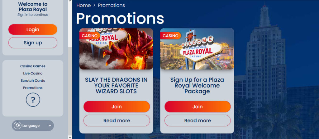 Plaza Royal Casino Welcome Bonus