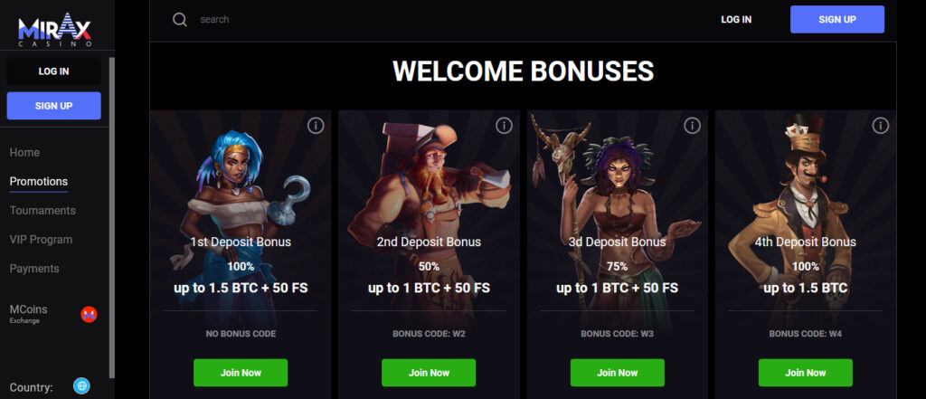 Claim A Mirax Casino Welcome Bonus