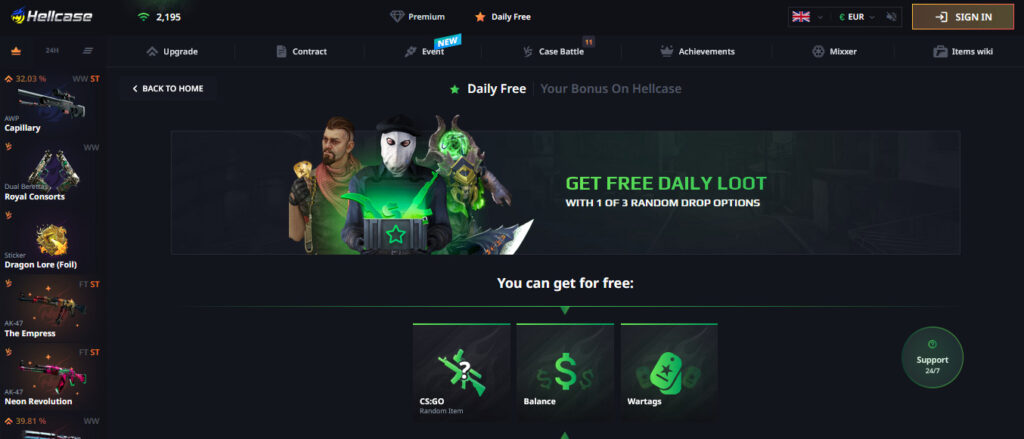 Hellcase Free Daily Cases