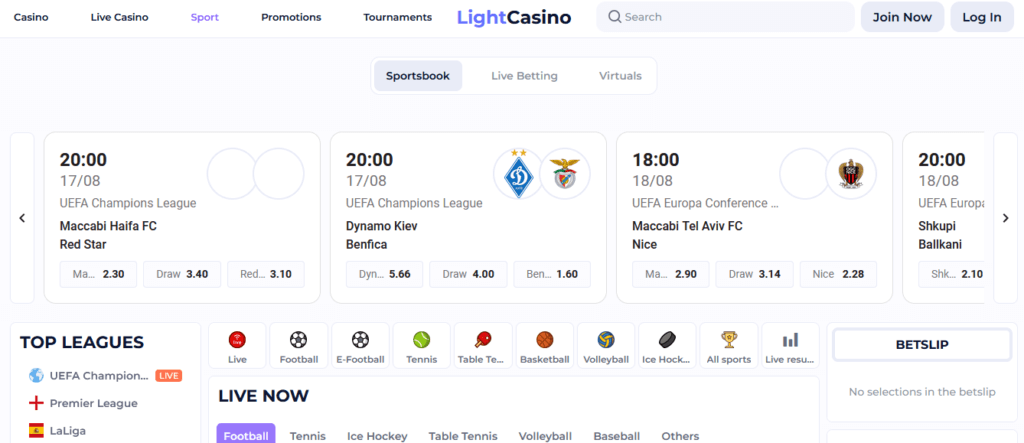 Bet At LightCasino Sportsbook