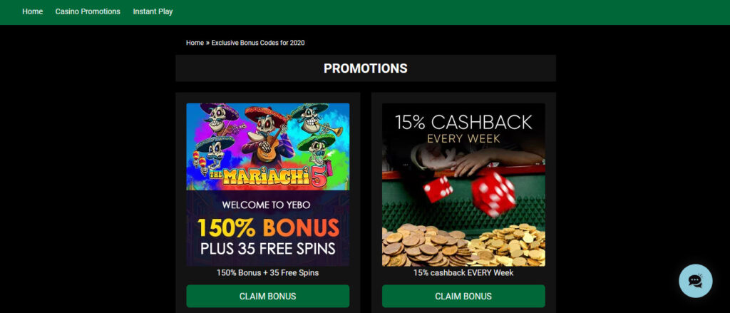 Claim A 150% Yebo Casino Bonus
