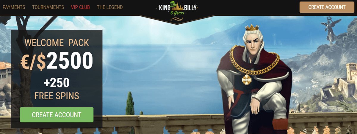KingBillyCasino welcome bonus