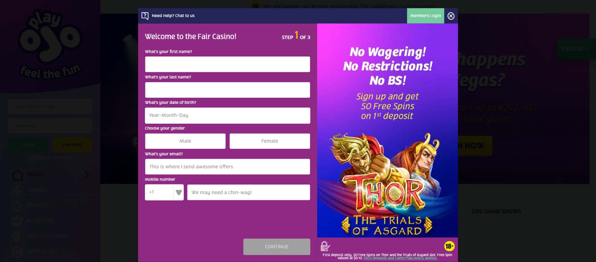 how to register at playojo casino